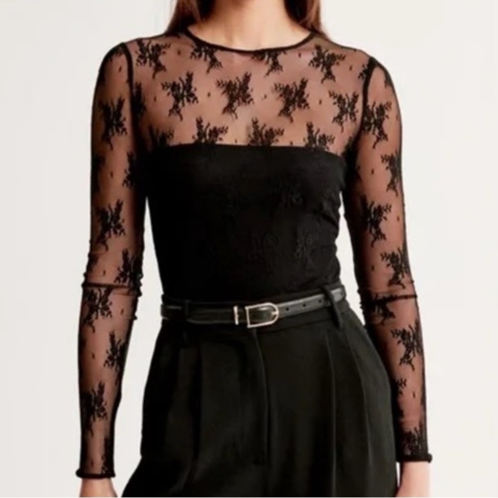 Black Lace Sheer Top
